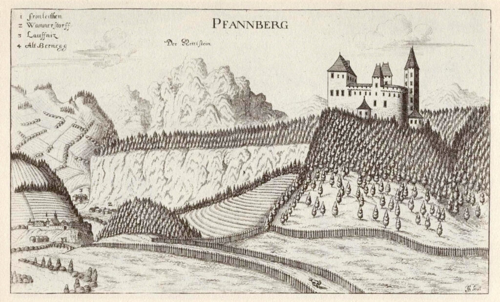 Kupferstich der Burg Pfannberg; Vischer 1680