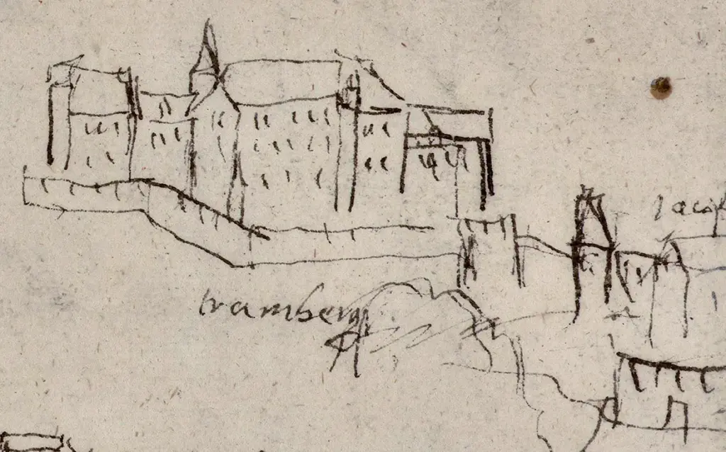 Skizze der Burg Frauenburg nach Johannes Clobucciarich 1601