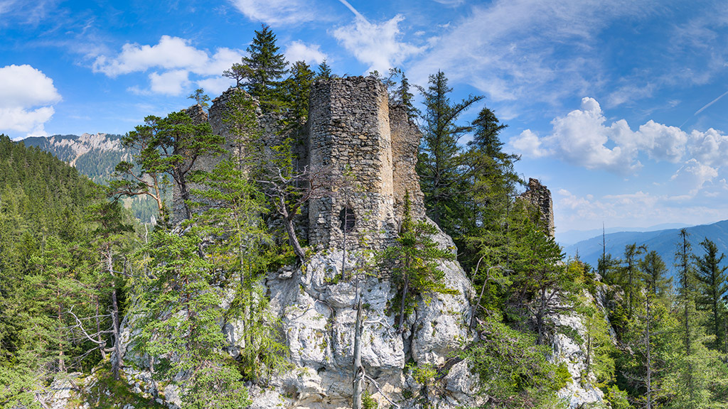 Voransicht zur virtuellen Tour Burg-Ruine Ehrenfels bei Kammern in der Steiermark