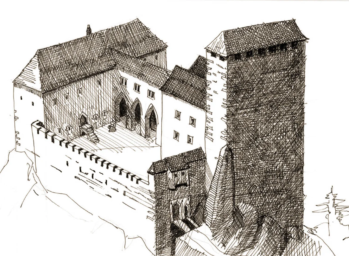 Rekonstruktion der Burg Gleichenberg um 1400