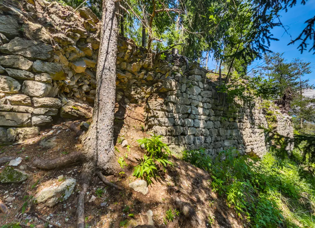Reste der Burg-Ruine Henneburg in der Steiermark 2024. 