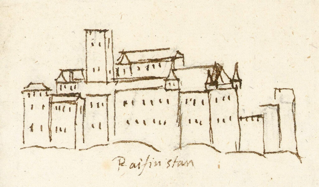 Einfache Skizze der Burg Reifenstein nach Johannes Clobucciarich um 1600
