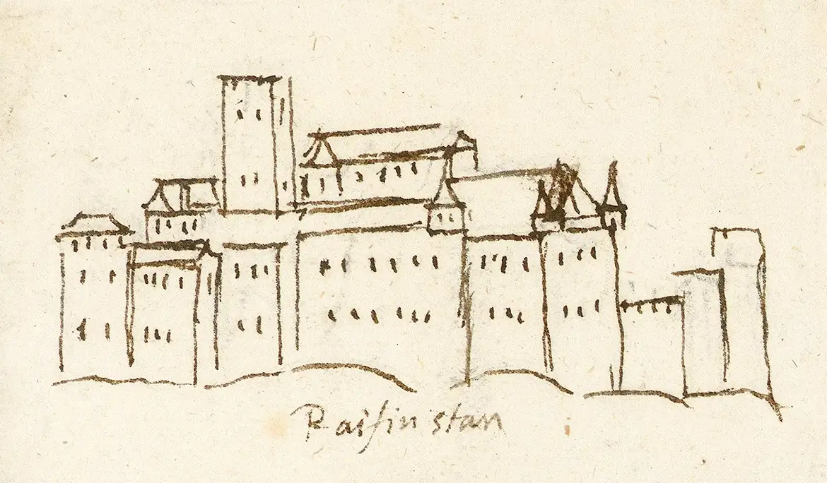 Einfache Skizze der Burg Reifenstein nach Johannes Clobucciarich um 1600