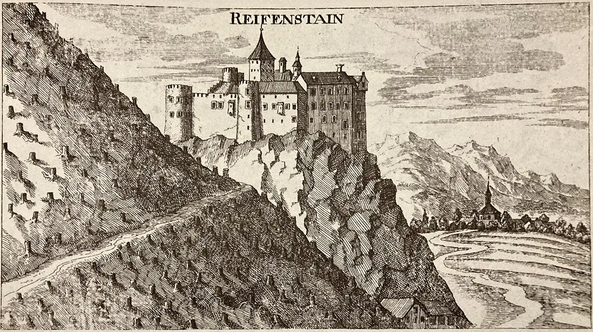 Burgruine Reifenstein um 1680 nach Vischer