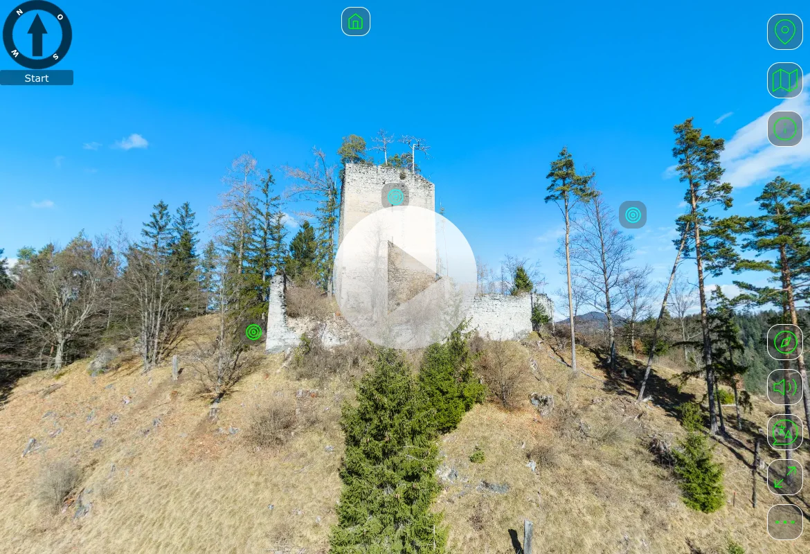 Start der VR-Tour Ruine Hungerturm