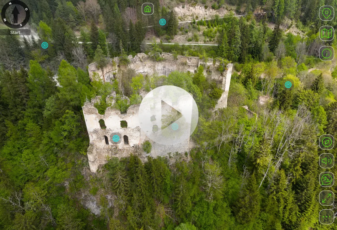 Start der VR-Tour Burgruine Katsch