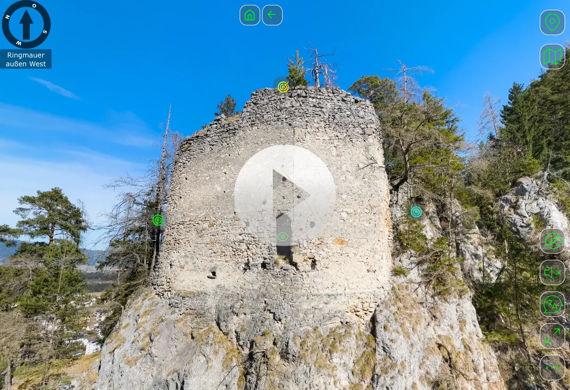 Start der VR-Tour Burgruine Liechtenstein