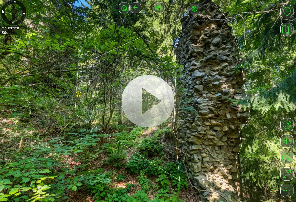 Start der VR-Tour Burgruine Luegg