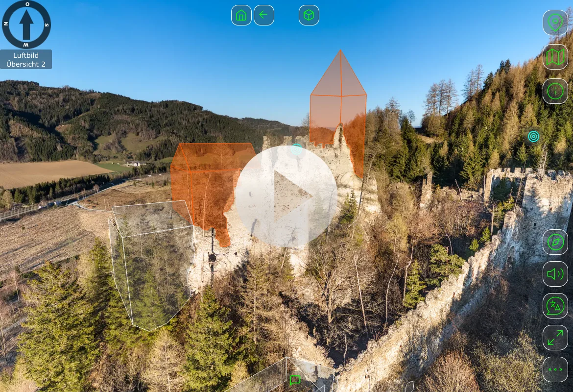 Start der VR-Tour Burgruine Reifenstein