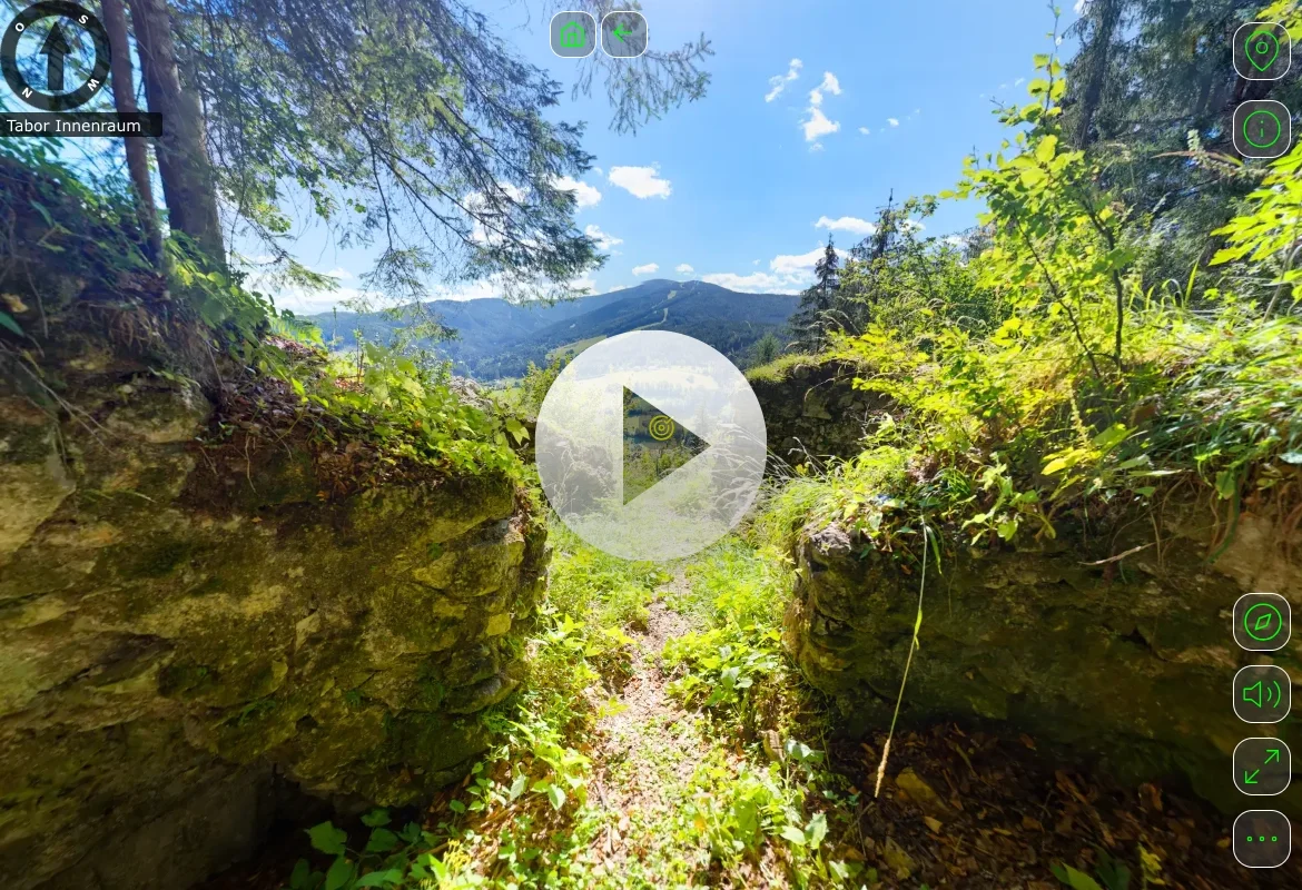 Start VR-Tour zur (Burg)Ruine Taborloch bei Spital am Semmering