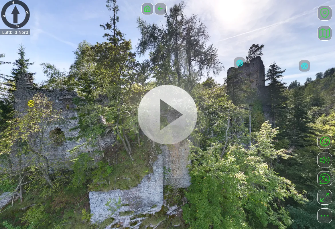 Start der VR-Tour Burgruine Waldstein