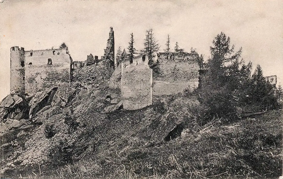 Photographie der Ruine Steinschloss um 1900