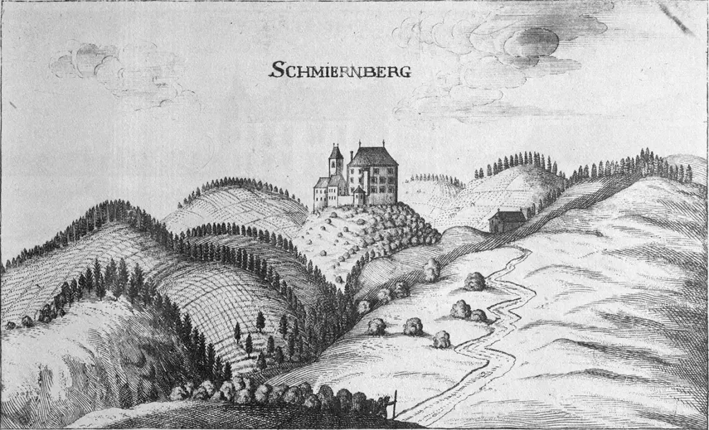 Burg Schmirnberg (Schmiernberg) nach Georg Matthäus Vischer um 1680.