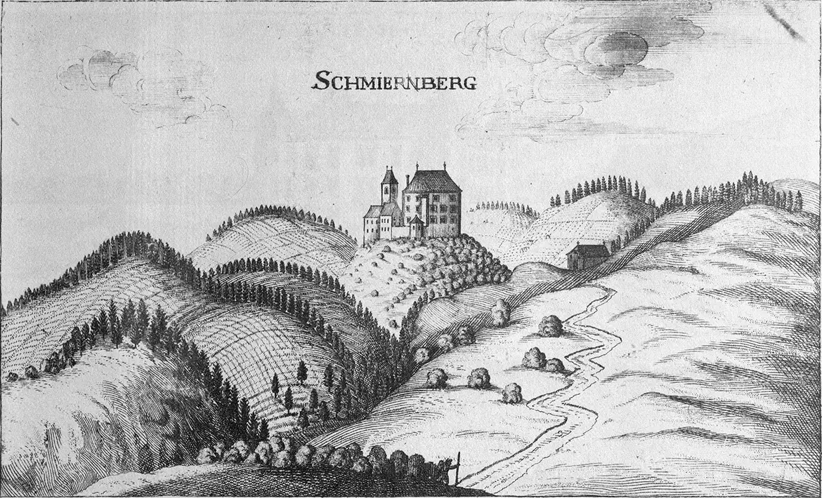 Burg Schmirnberg (Schmiernberg) nach Georg Matthäus Vischer um 1680. 