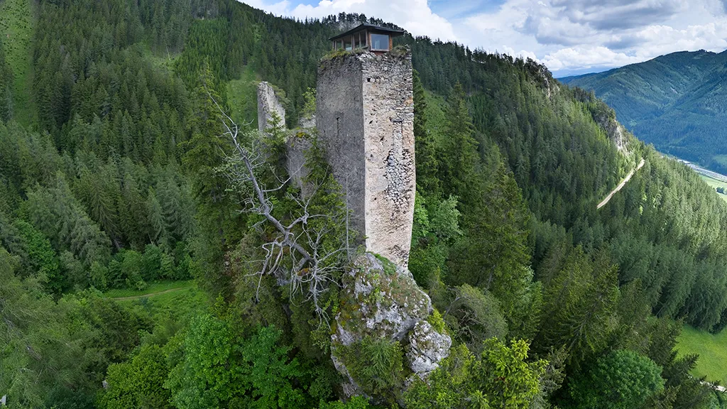 Luftbild Ruine Kammerstein im Liesingtal